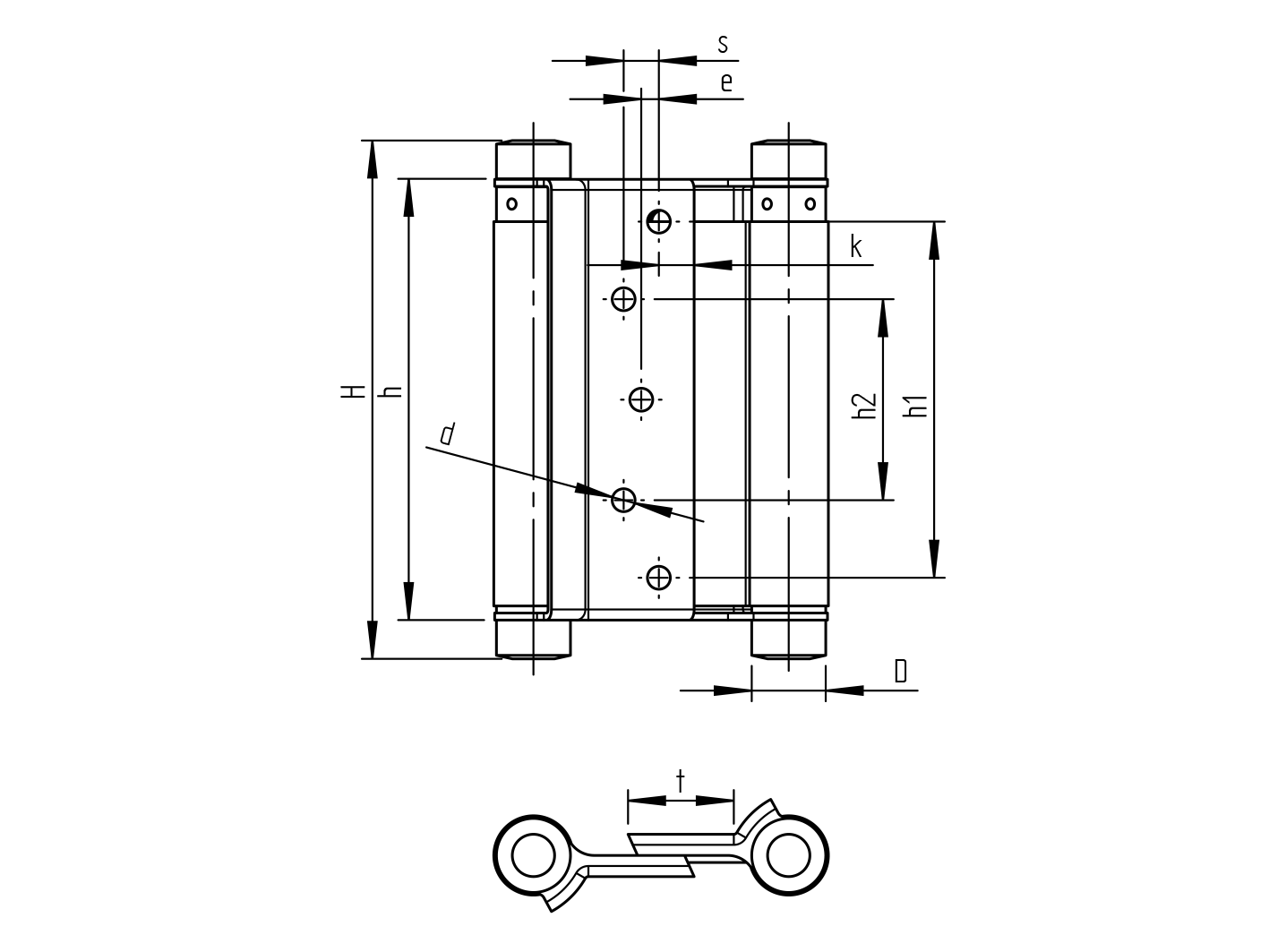 Selbstschliessfederscharnier Stahl vermessingt Hoehe 100 mm beidseitig bis 22 kg-89-11D469B100-A.4