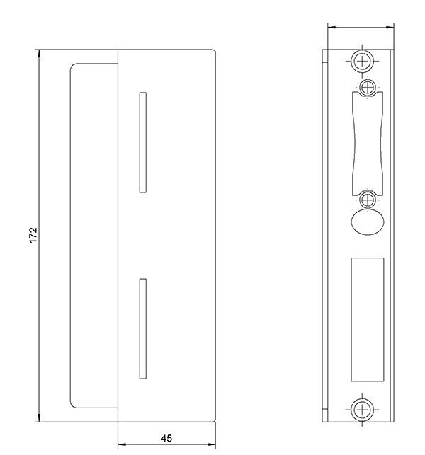 Gegenkasten Stahl S235 fuer 50 mm Schlosskasten- V2A Schliessblech- anschweissbar-30-3377.8