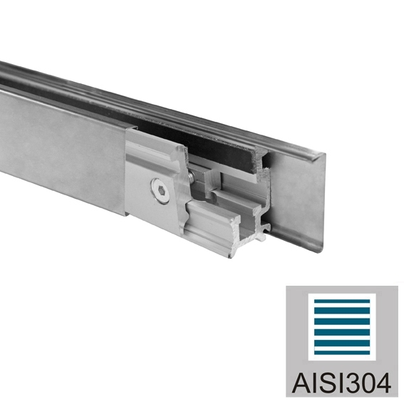 Laufschienenrohr Set Glasschiebetuer Edelstahl 304- 3m- Glas 8-12mm-89-11GS304ZP32X46S-A.4