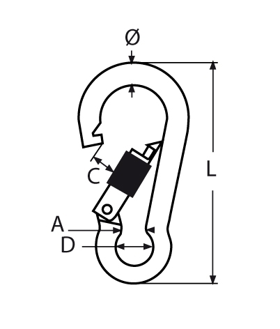 Karabinerhaken mit Sicherheitsmutter 4 x 40 mm V4A- VPE 10 Stueck-66-64-411-814594404.40