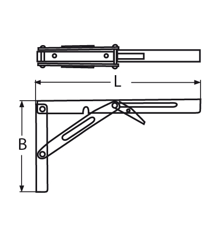 Tischplattenhalter klappbar Laenge- 305 mm V2A VPE- 1-66-64-411.85222165305
