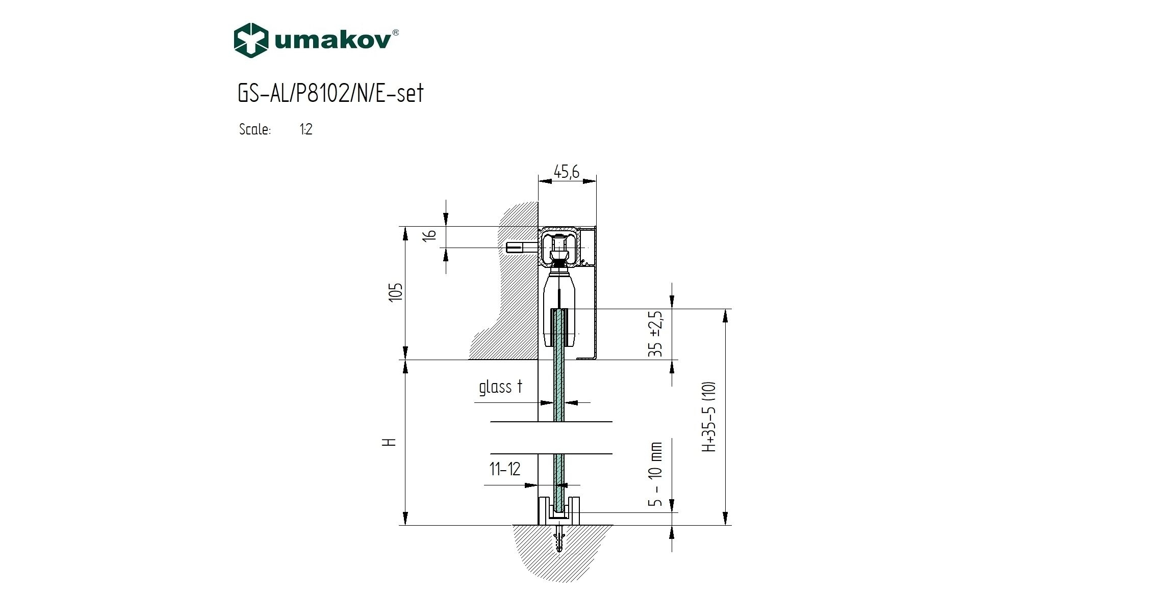 Glastuer Schiebetuersystem Oberfuehrung Aluminium 2000mm fuer 8-10mm Glas 90kg-89-11GSALP8102NESET-A.4