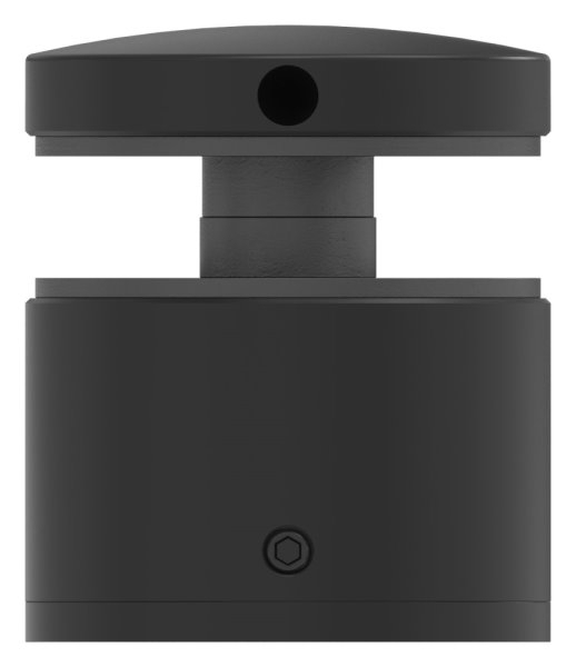 Glaspunkthalter Ø52 mm- V2A verstellbar- pulverbeschichtet in RAL 9005 schwarz matt mit AbP-88-1160250-240.9005