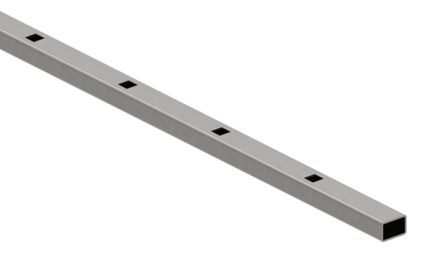 Rechteckrohr Stahl roh 30x20x2 mm- L 3000 mm- Loecher fuer Vierkant 12x12 mm- Abstand 132 mm-88-1169901.132