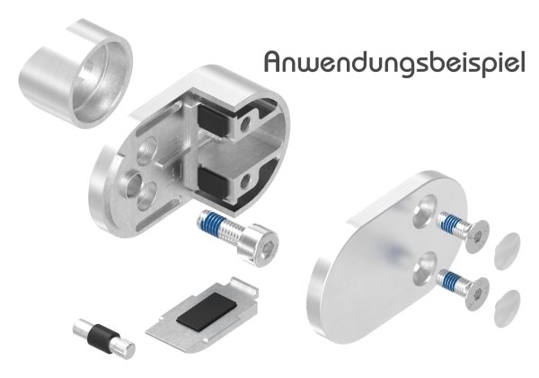 Endglasklemme Edelstahl V2A -1-4301- halbrund gerade Mod- 25 inkl- Schrauben-88-1125-EK.V2A