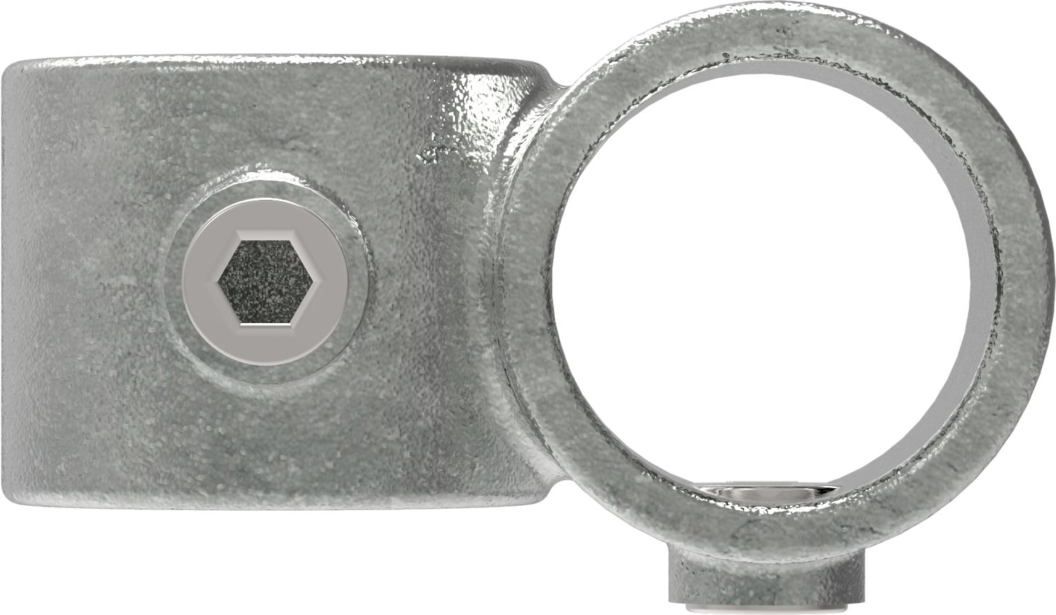 Rohrverbinder Kreuzstueck vorgesetzt 90° reduziert Ø 60-3 mm -2- - 48-3 mm -1 1-2- - Temperguss verzinkt - 161E60-D48-161E60-D48