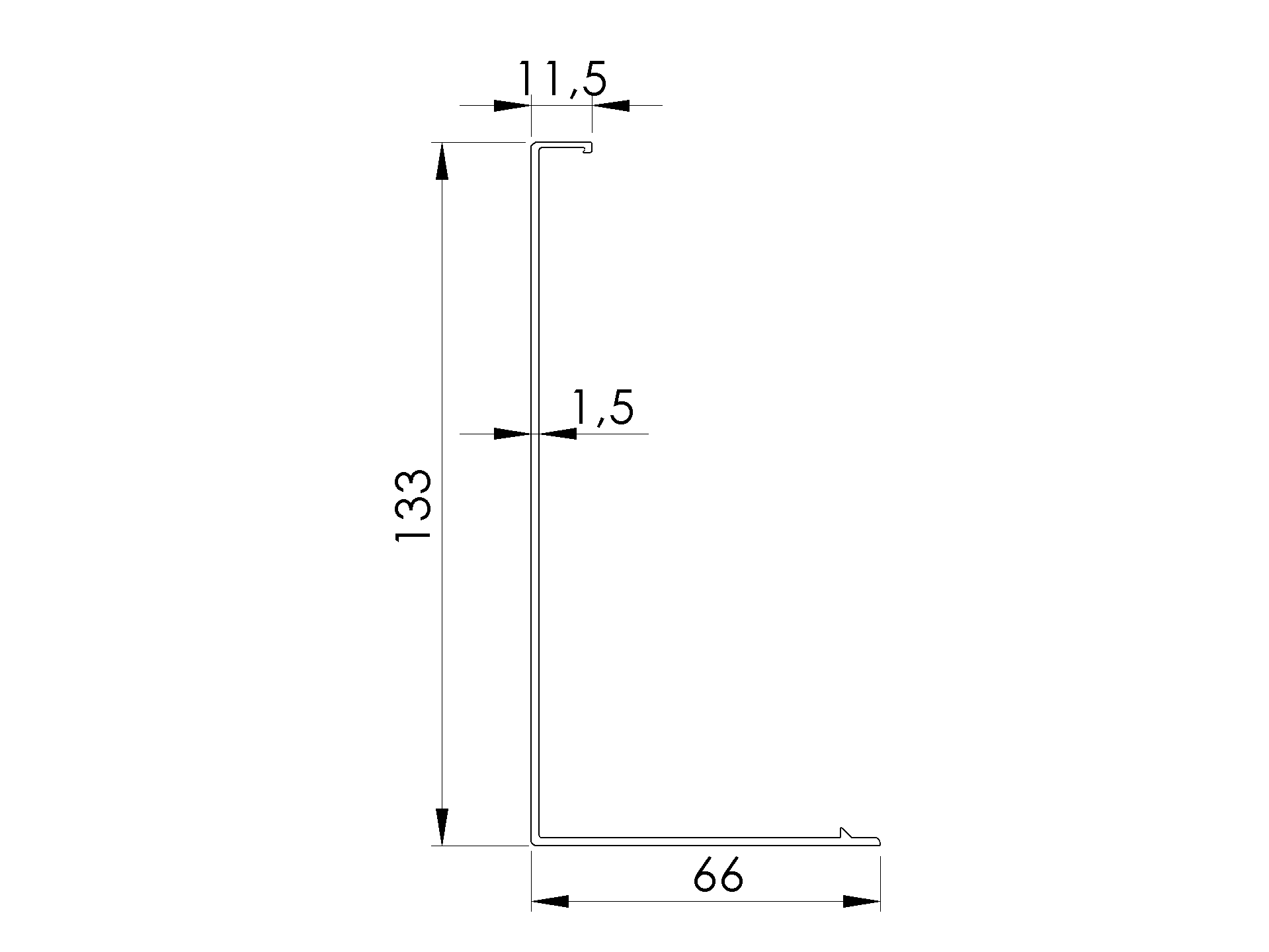 Abdeckleiste Aluminium 5000 mm fuer Hohlprofil AL-0005-UNO Satin-ELOX-89-11AL00475000SE-A.4