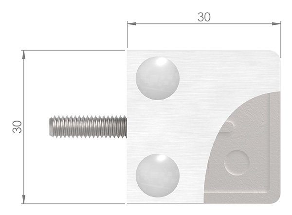 Glasklemme 30x30x18 mmØ 33-7 mm- fuer 8-00 mm ESG Glas-10-MODELL22-3.7