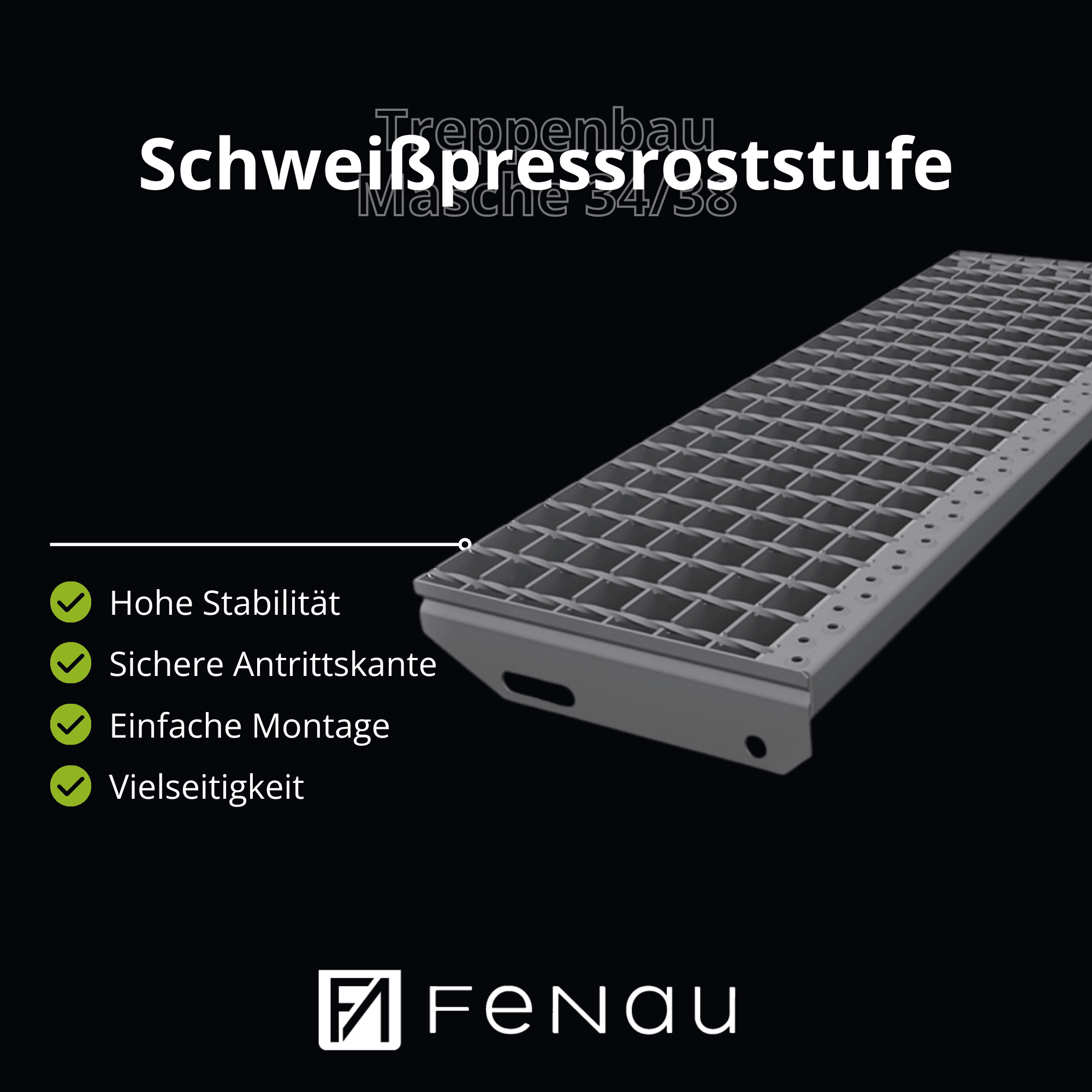 Schweisspressroststufe Metallstufe 1000x305 mm Masche 34-38 mm Tragstab 30-3 mm S235JR feuerverzinkt-25-1003030303.7