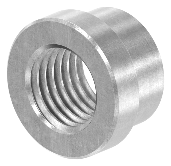 Gewindehuelse zu Torband M16 – Stahl roh- Innengewinde M16- fuer Tor- und Zaunbau – Artikel 30-3505-8-88-11120-M16.GH