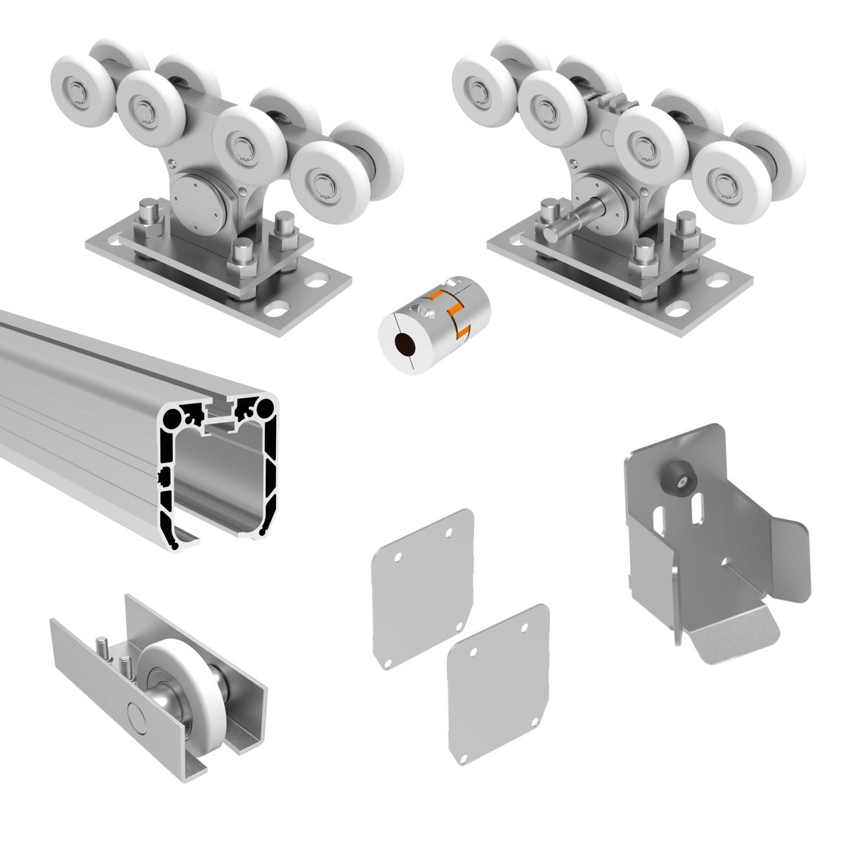 Freitragendes Schiebetor Set Aluminium Profil 90x99 mm bis 4 m - 250 kg-89-11SV90X99AL-A.4