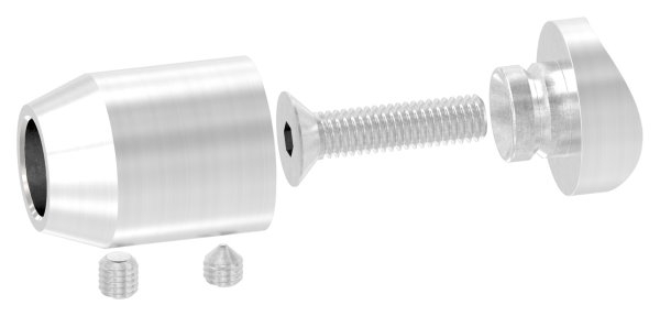 Querstabhalter V2A Edelstahl – Stirnseitige Montage mit Sackloch 12-2 mm fuer Rohr Ø 33-7 mm inkl- Schrauben-11-1641.4