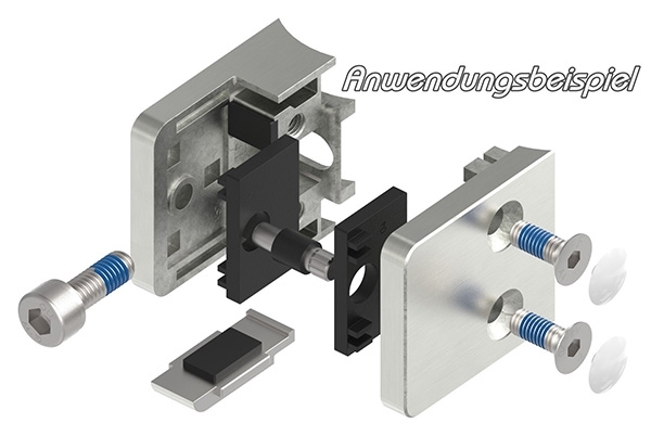Glasklemme 45x45x26 mm AbZ fuer Anschluss Ø 42-4 mm Edelstahleffekt-10-3042.2ABZ