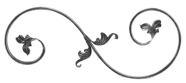 Barockelement - rechts - Schwerbarock - Masse- 220x540 mm - Material- 16x8 mm - Stahl S235JR- roh-30-1811.8