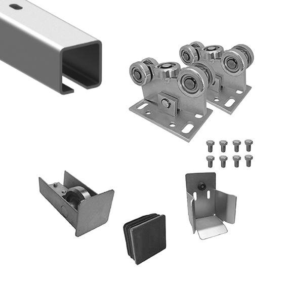 Schiebetor-Beschlagset freitragend Stahl verzinkt fuer Profil 80 x 80 mm-89.SV80X80BPZNDCLASIC