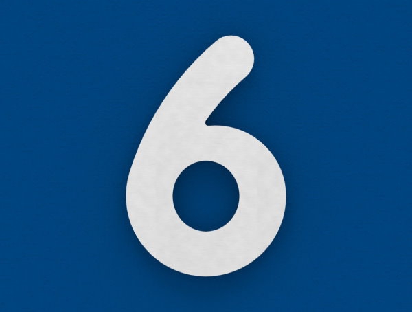 Hausnummer 6 - gross - Masse- 200 mm x 300 mm - V2A-11-8070.4