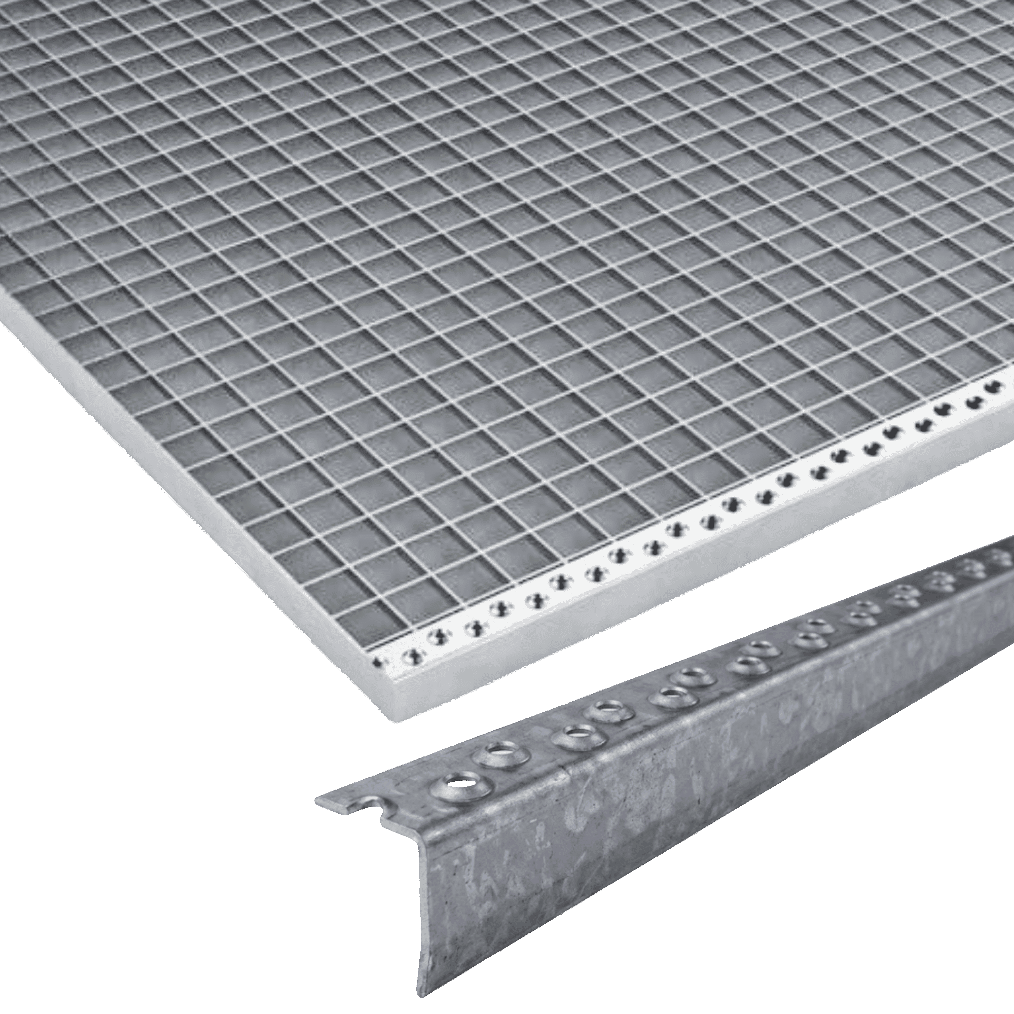 Press-Podestrost T-Profil 800 x 1000 mm - Maschenweite 33 x 11 mm - Tragstab 30 x 2 mm - mit Sicherheitsantrittskante - feuerverzinkt-21-P8010031302.7