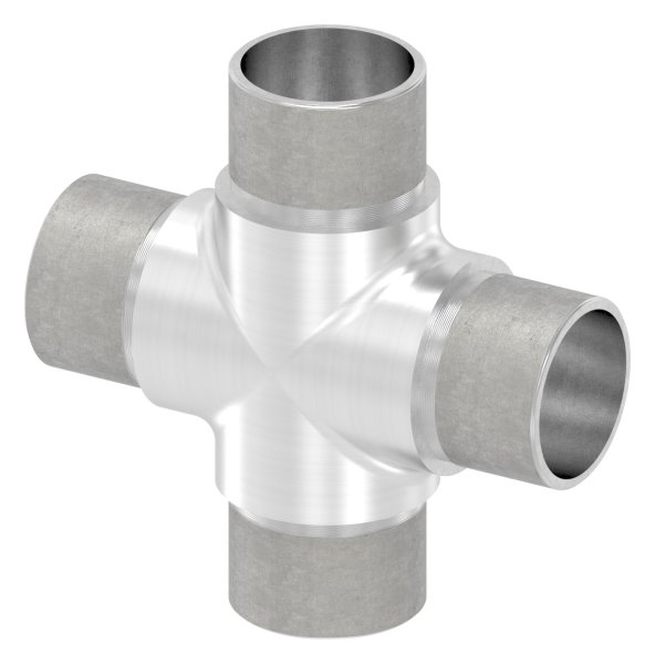Kreuzstueck mit gleichem Abgang fuer Rundrohr Ø 33-7x2-0 mm V2A-11-3655.4