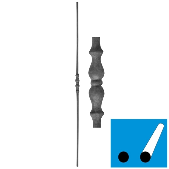 Zierstab Stahl rund mit Schmiedeelement 12x1000mm roh-89-11T107861-A.4