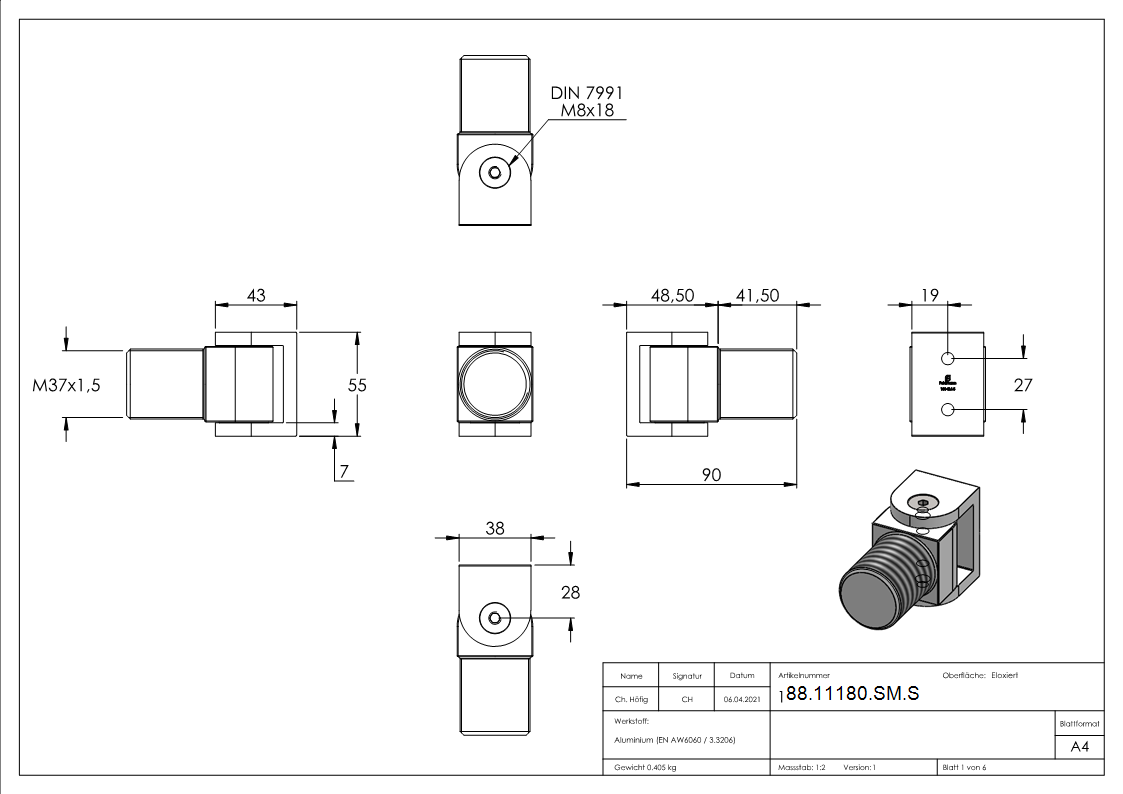 Torband aus Aluminium zum Anschrauben-88-11180-SM.S