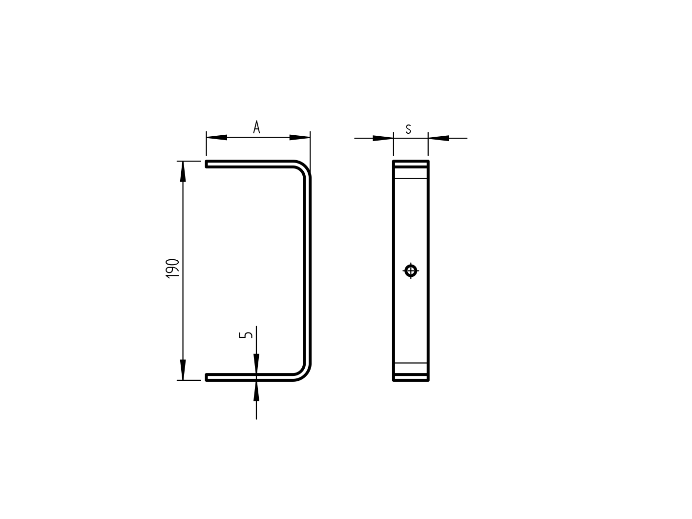 Schlosskasten-U-Profil Stahl 30x90x190 mm Rohzustand-89-11B13330-A.4