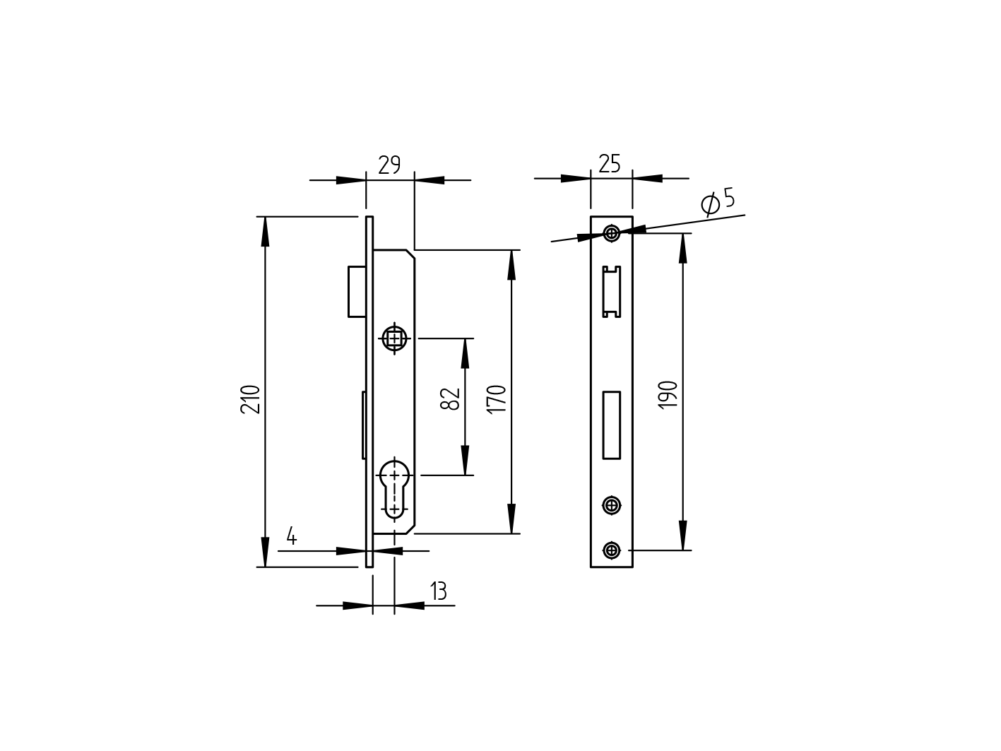 Einsteckschloss Stahl fuer JP Profil 30x30mm Axialabstand 82 mm verzinkt-89-11B13017X82-A.4