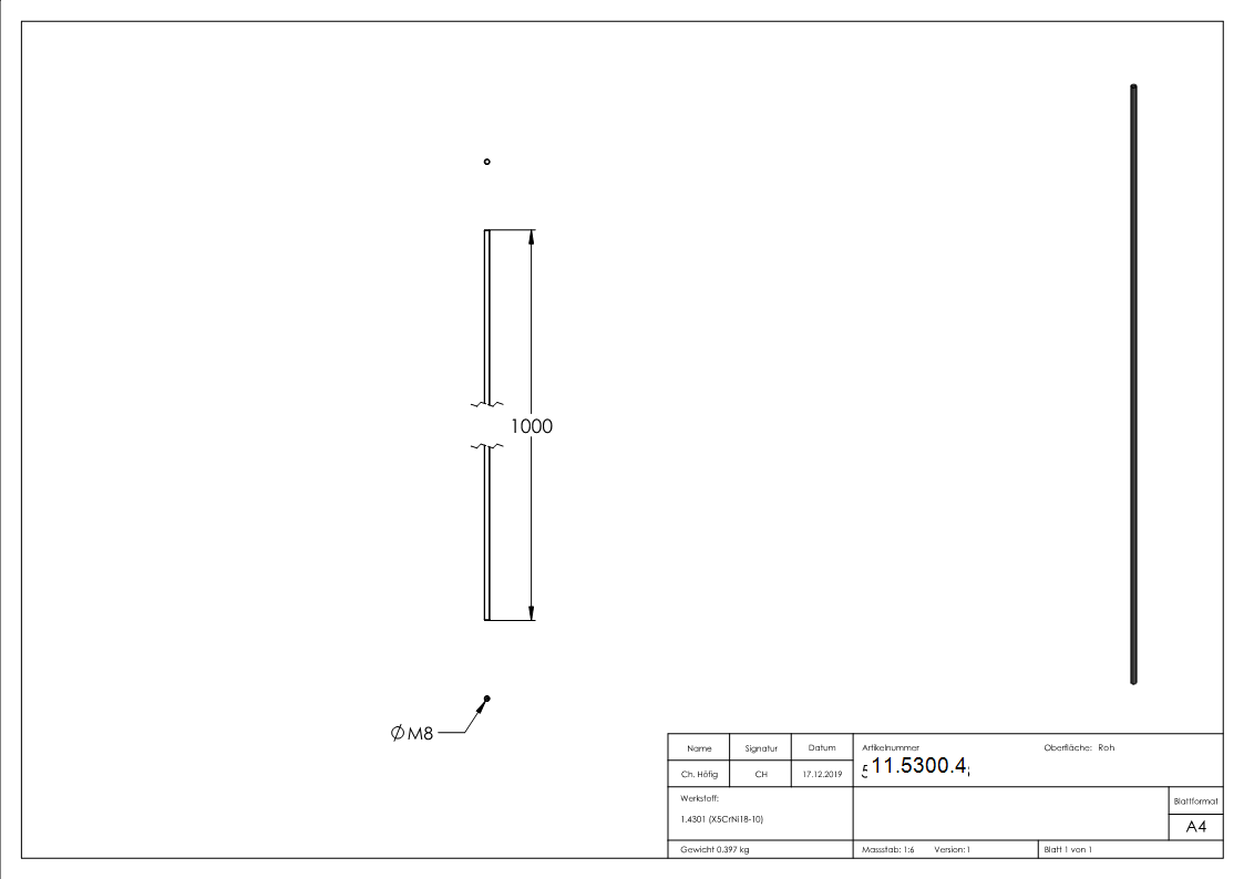 Gewindestange V2A 1m M8 Rechtsgewinde-11-5300.4