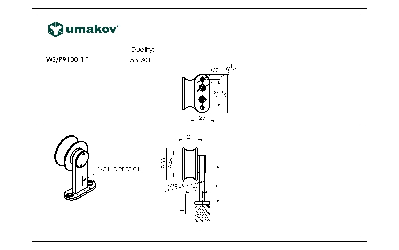 Laufwagen fuer Holzschiebetuer an Rundstange Edelstahl V2A geschliffen-89-11WSP91001-A.4