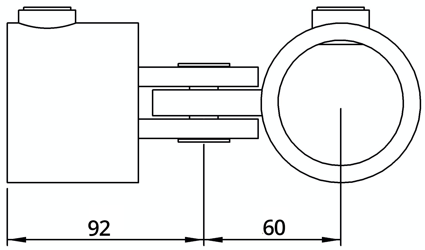 Rohrverbinder - Gelenkstueck einfach - 173E60 - 60-3 mm - 2- - Feuerverzinkt u. Elektrogalvanisiert-173E60