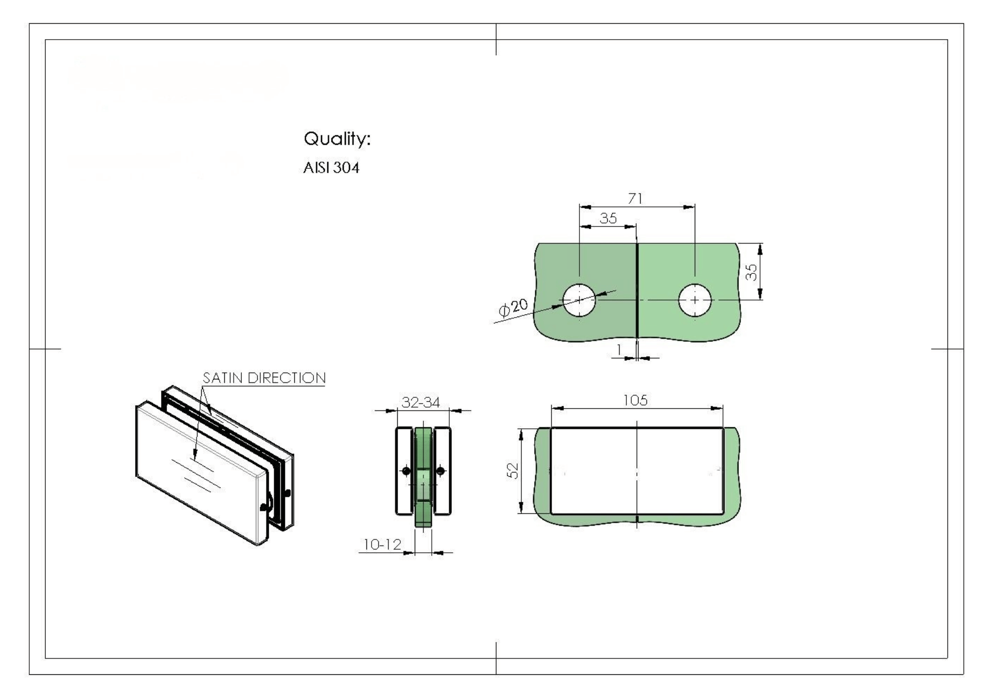 Edelstahl Glas-Stopper fuer Doppeltueren- 10-12 mm Glas-89-11GS304ZP881S-A.4