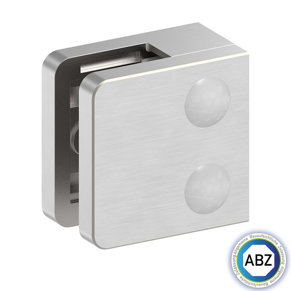 Glasklemme - mit ABZ Zulassung - Masse- 45x45x26 mm - verschiedene Anschluesse - V2A - V4A - Zink - Edel- Optik-GLASKLEMME-F-31-42-4.11