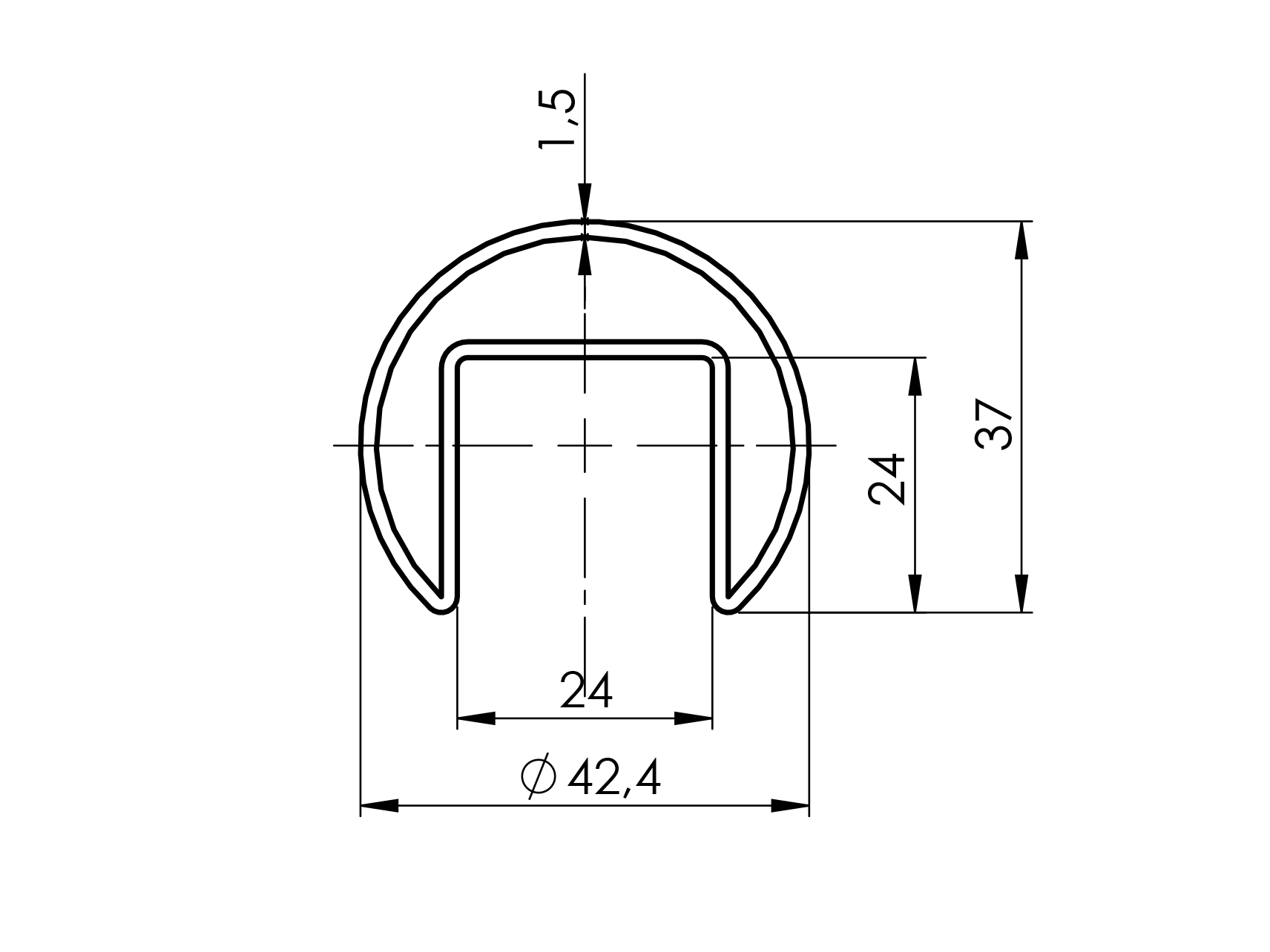 Nutrohr U-Profil Aluminium L = 2900 mm eloxiert fuer Glasmontage-89-11AL6925042SE-A.4