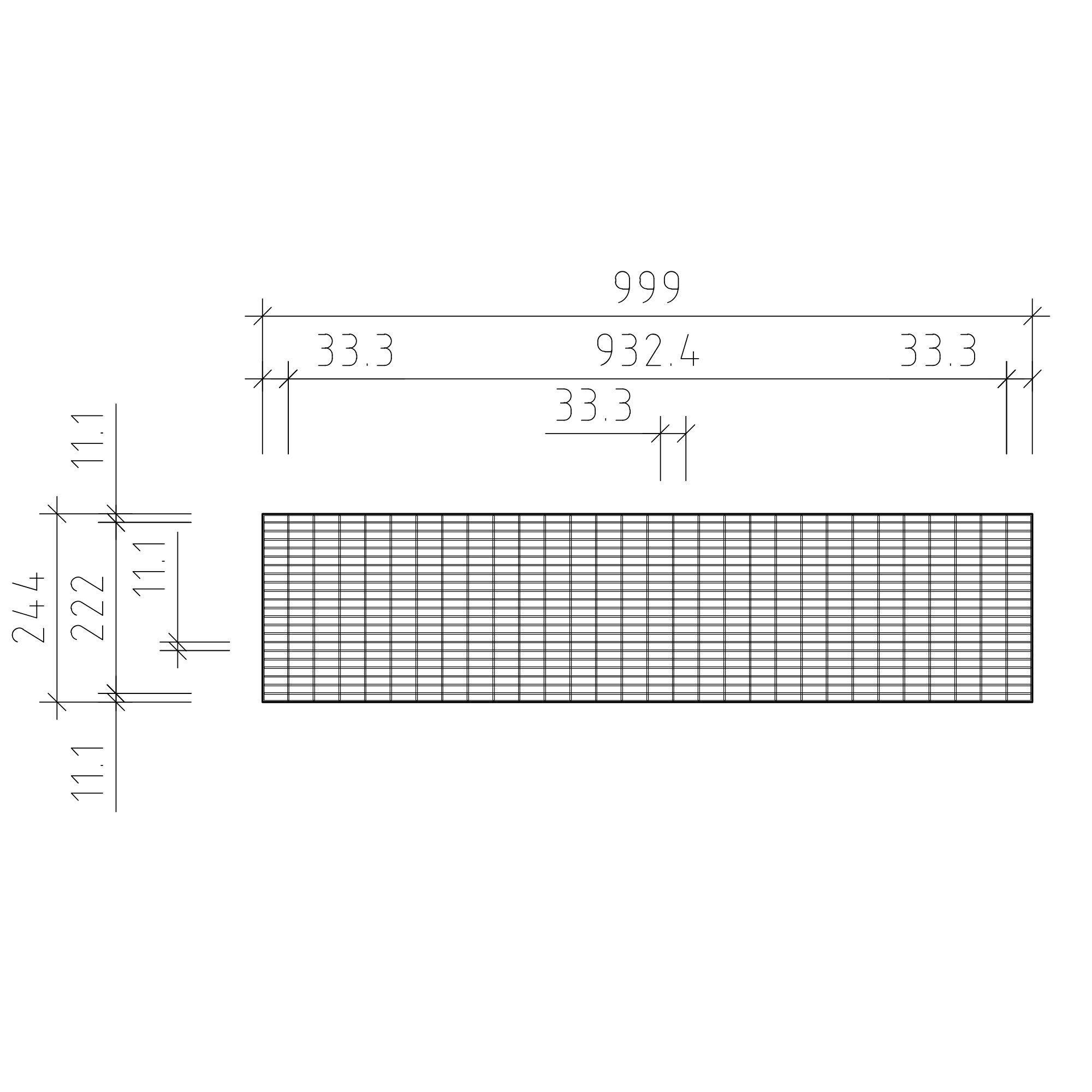 Gitterrost fuer Sockellueftung - Fertighaeuser 999 x 244 mm Masche 11x33 feuerverzinkt Hoehe 20 mm-22-100252023010.7