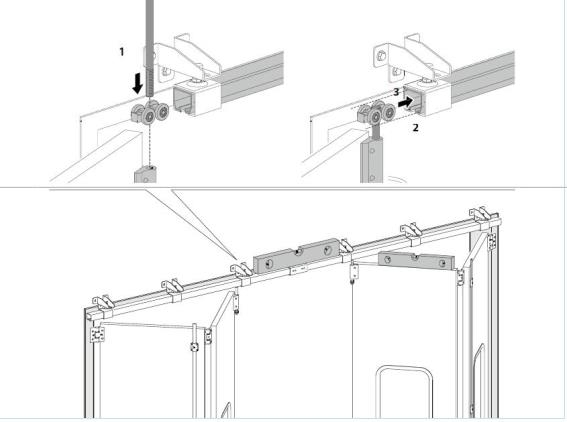 Vierraedriger Rollenapparat Stahl verzinkt fuer Laufprofil 70x60 mm bis 400 kg-89-11H0870X60S-A.4