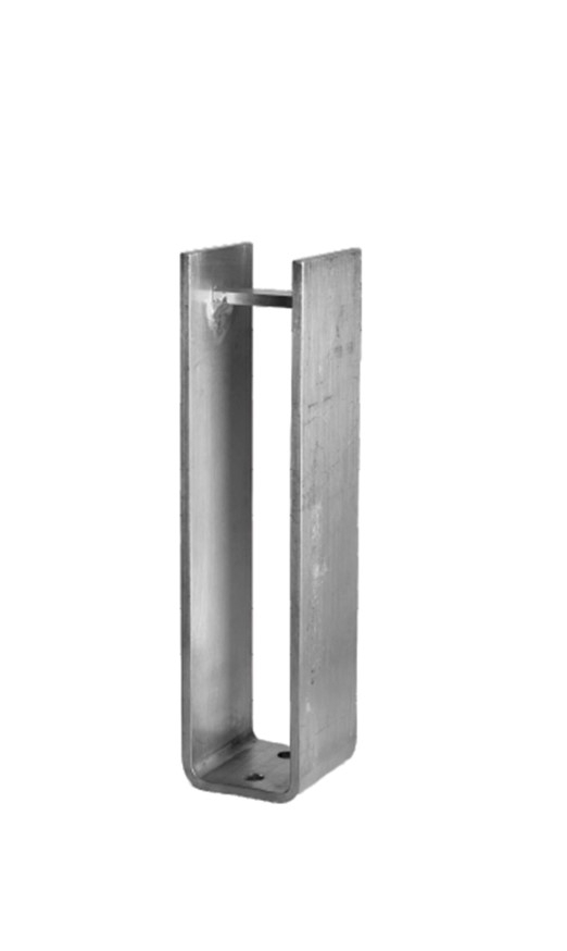 Pfostenschuh Aluminium fuer 80 x 80 mm Profil roh zum Aufschrauben-89-11FGBP80X80UN-A.4
