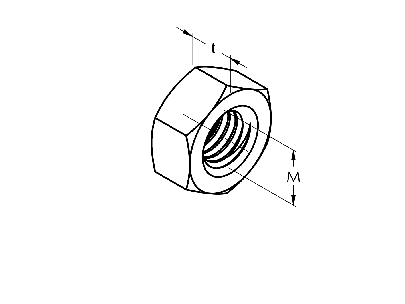Sechskantmutter Edelstahl AISI 304 M6 t 5 mm DIN 934-89-11ADIN934M6-A.4