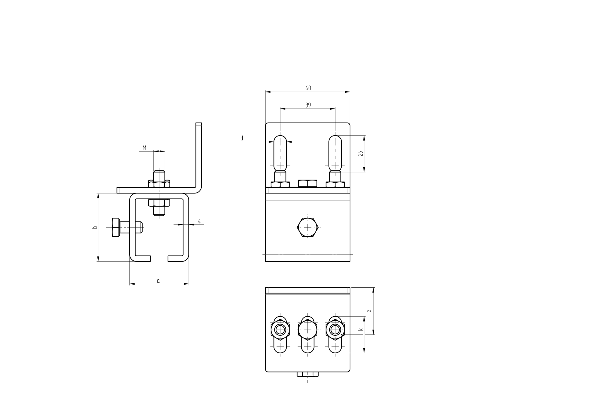 Seitenwandhalter Stahl verzinkt fuer Profil 42x54 mm zur Seitenmontage-89-11H47B42X54-A.4