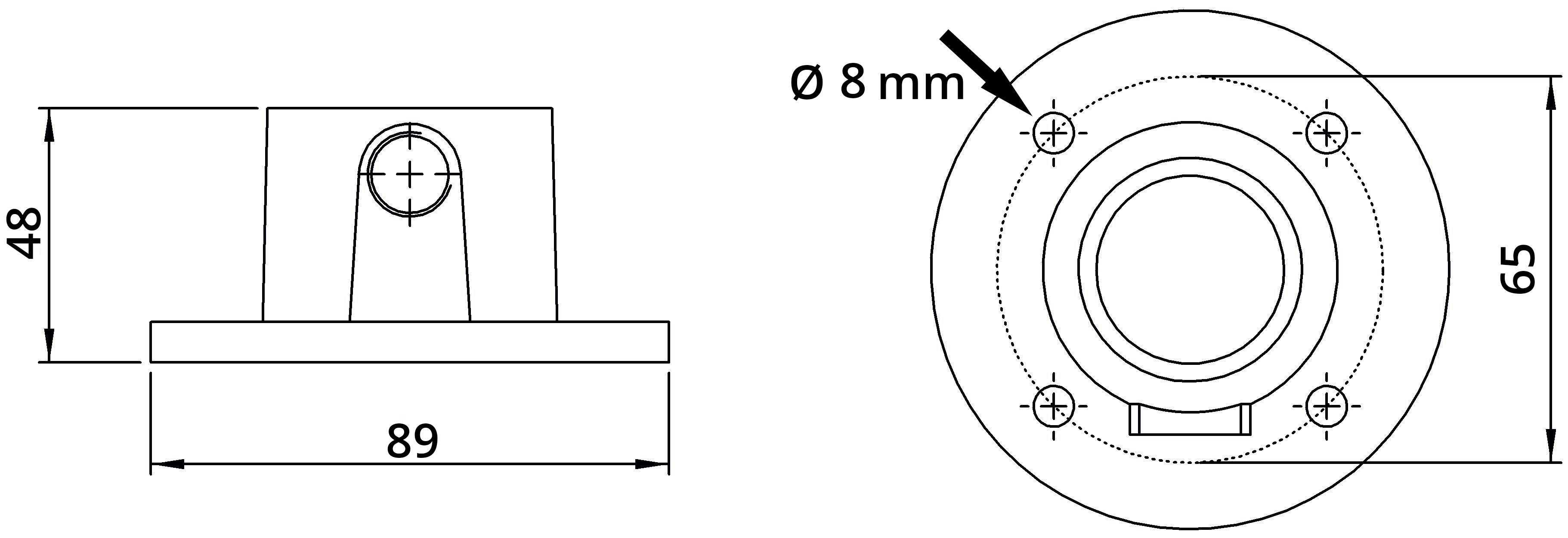 Rohrverbinder - hohe Wandbefestigung rund mit Durchgangsbohrung - 131TXB34 - 33-7 mm - 1- - Feuerverzinkt u. Elektrogalvanisiert-131TXB34
