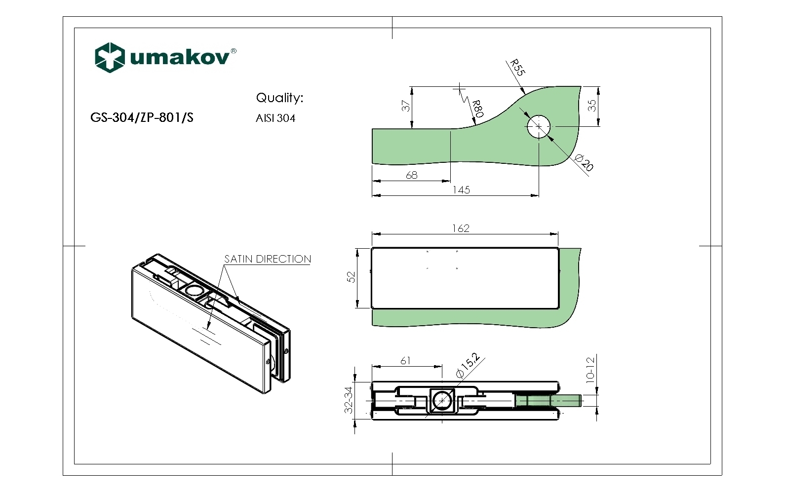 Glastuerscharnier oben Edelstahl AISI 304 fuer Glas 10-12 mm geschliffen-89-11GS304ZP801S-A.4