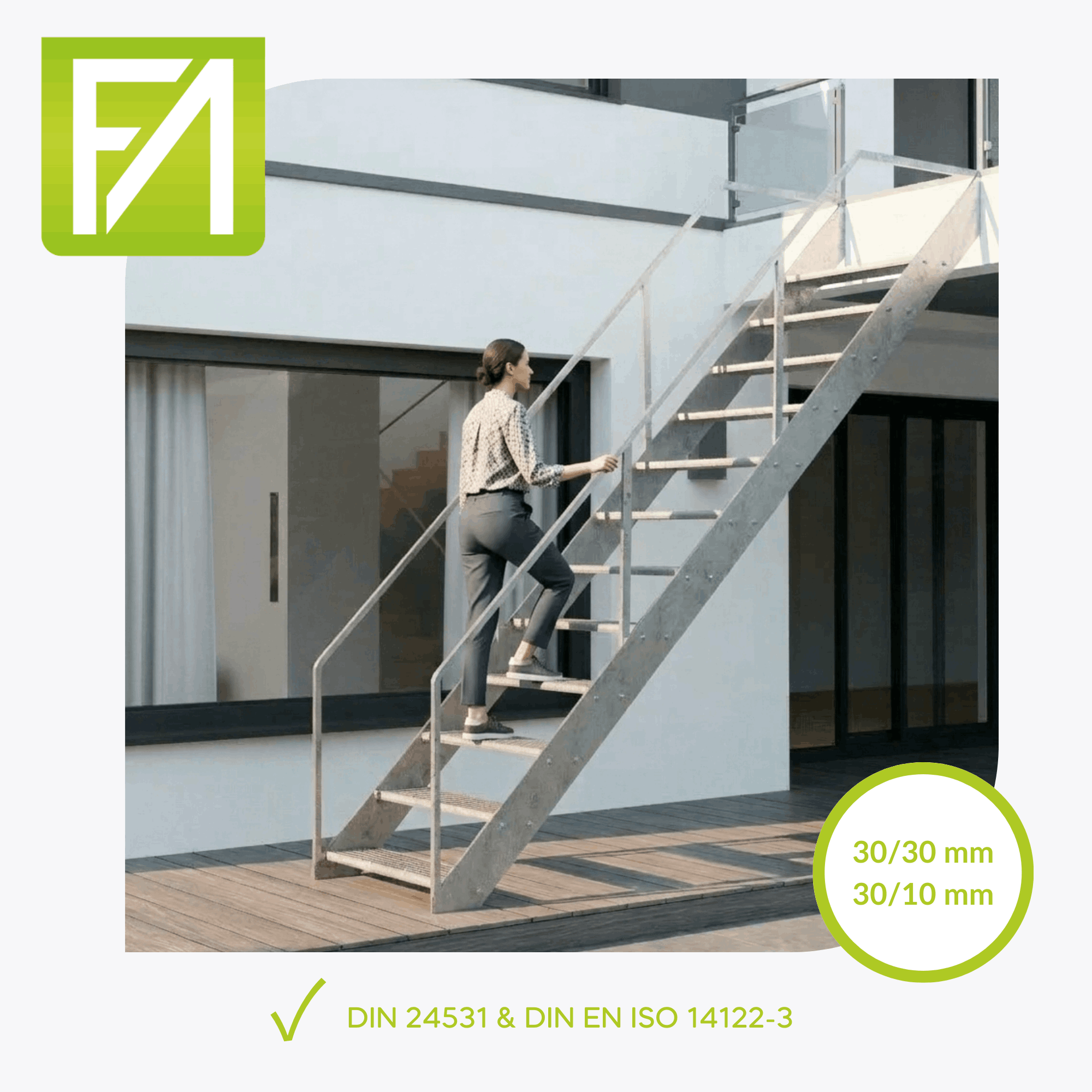 Gitterroststufe 800 x 270 MW 30-10 TS 30-2 Rutschhemmung R10-24-802731302.7