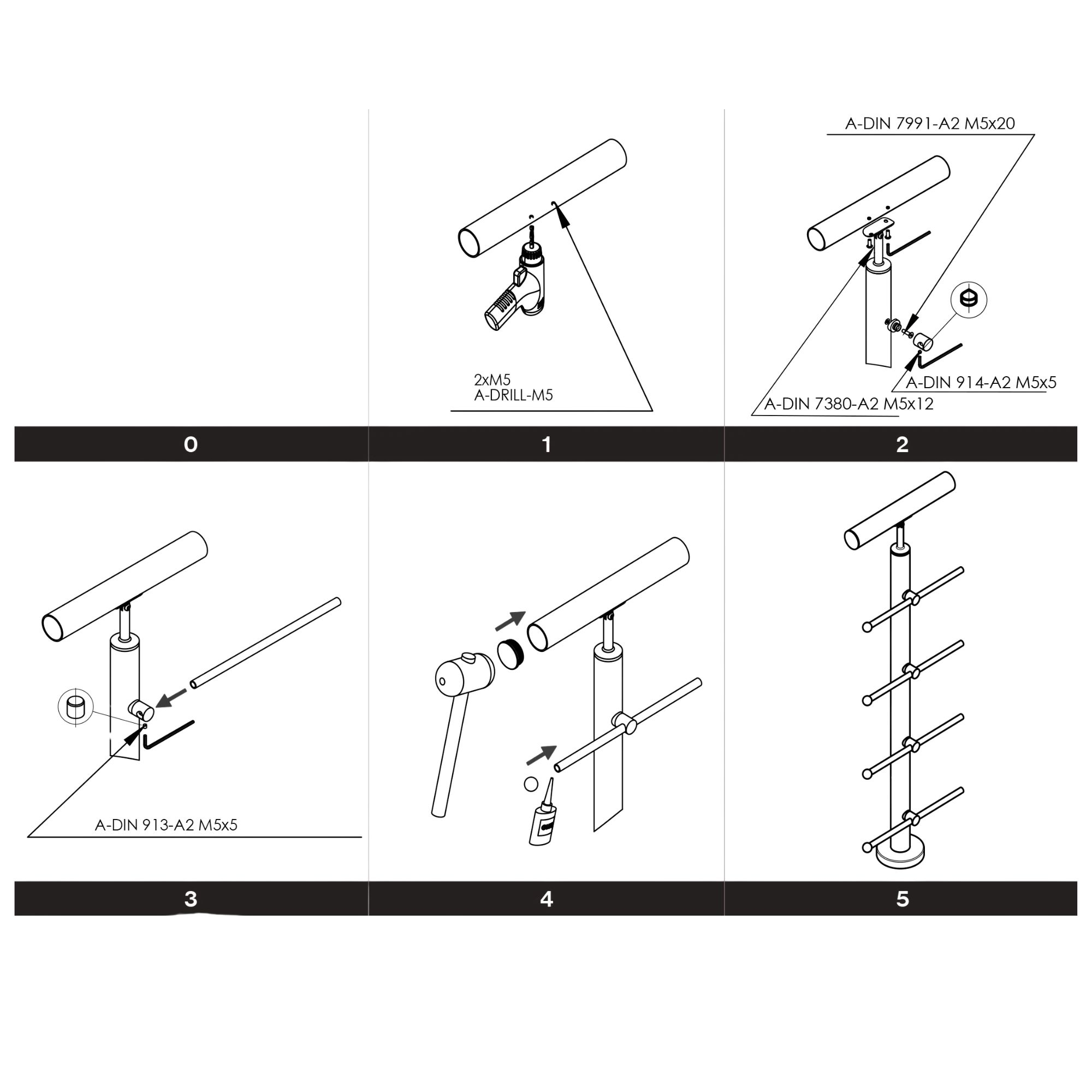 Fuellstabhalter Questabhalter Edelstahl AISI 304 d12 fuer Flachpfosten SET5-89-11A0830000SET5-A.4