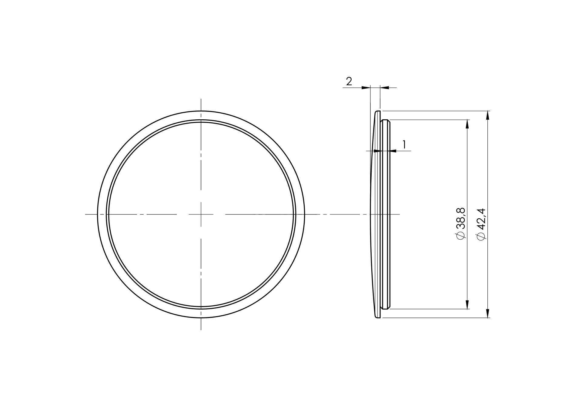 Endkappe Edelstahl AISI 304 D42-4x2 mm massiv zum Kleben-89-11A5728242C-A.4