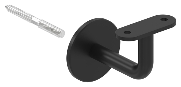 Handlaufhalter Edelstahl V2A Ronde Ø 60 x 5 mm Wandabstand 75 mm RAL 9005 schwarz matt-88-1150369-240-00.9005