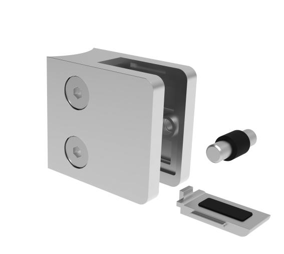 Glasklemme Edelstahl AISI 304 Glanz fuer Rundpfosten Ø42-4mm-89-11A230P042L-A.4