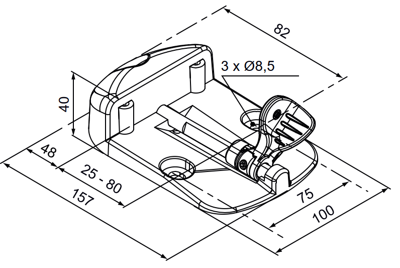 Toranschlag Glasfaserverstaerkter Kunststoff 157 x 100 x 40 mm mit mechanischem Stopper-89-11B132M01-A.4