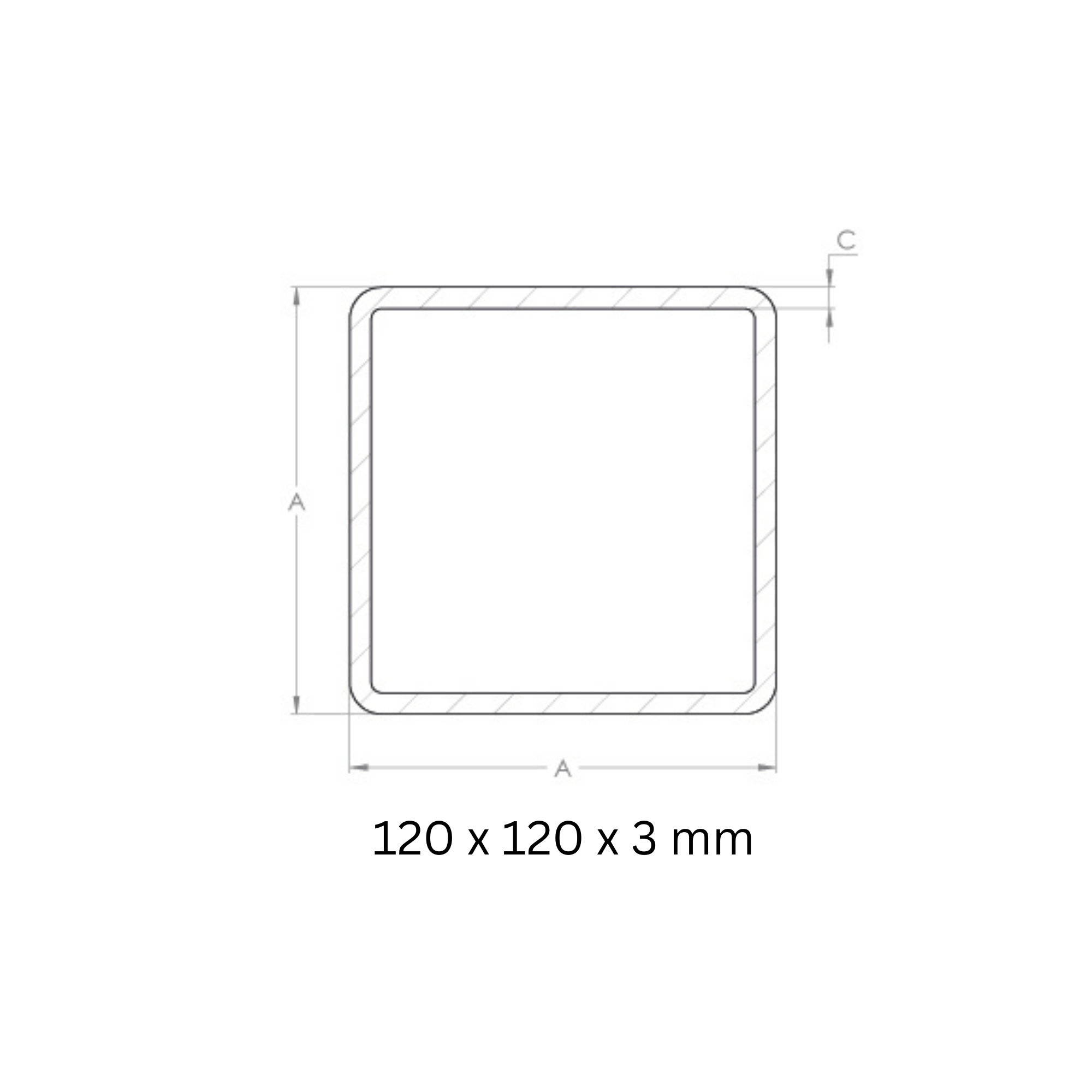 Quadratrohr gehaemmert 120x120x3 mm 3000 mm Stahl S235JR- roh-30-1549.8