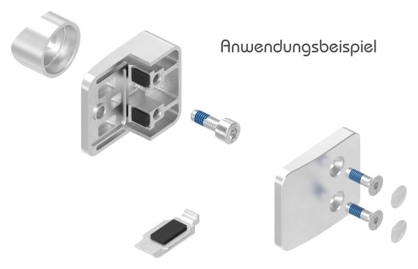 Endglasklemme Edelstahl V4A eckig fuer Sichtschutz-88-1126-EK.V4A