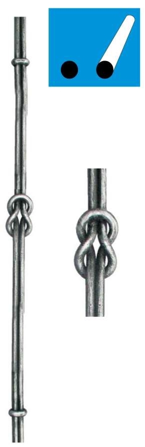 Schmiedestab mit Zierelement- Rundstahl Ø12mm- H1020mm- B50mm- roh-89-11T107351-A.4