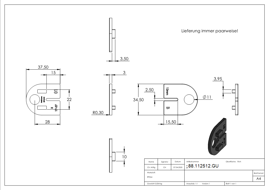 Gummi fuer Mod- 25 - fuer ESG 12mm-88-112512.GU