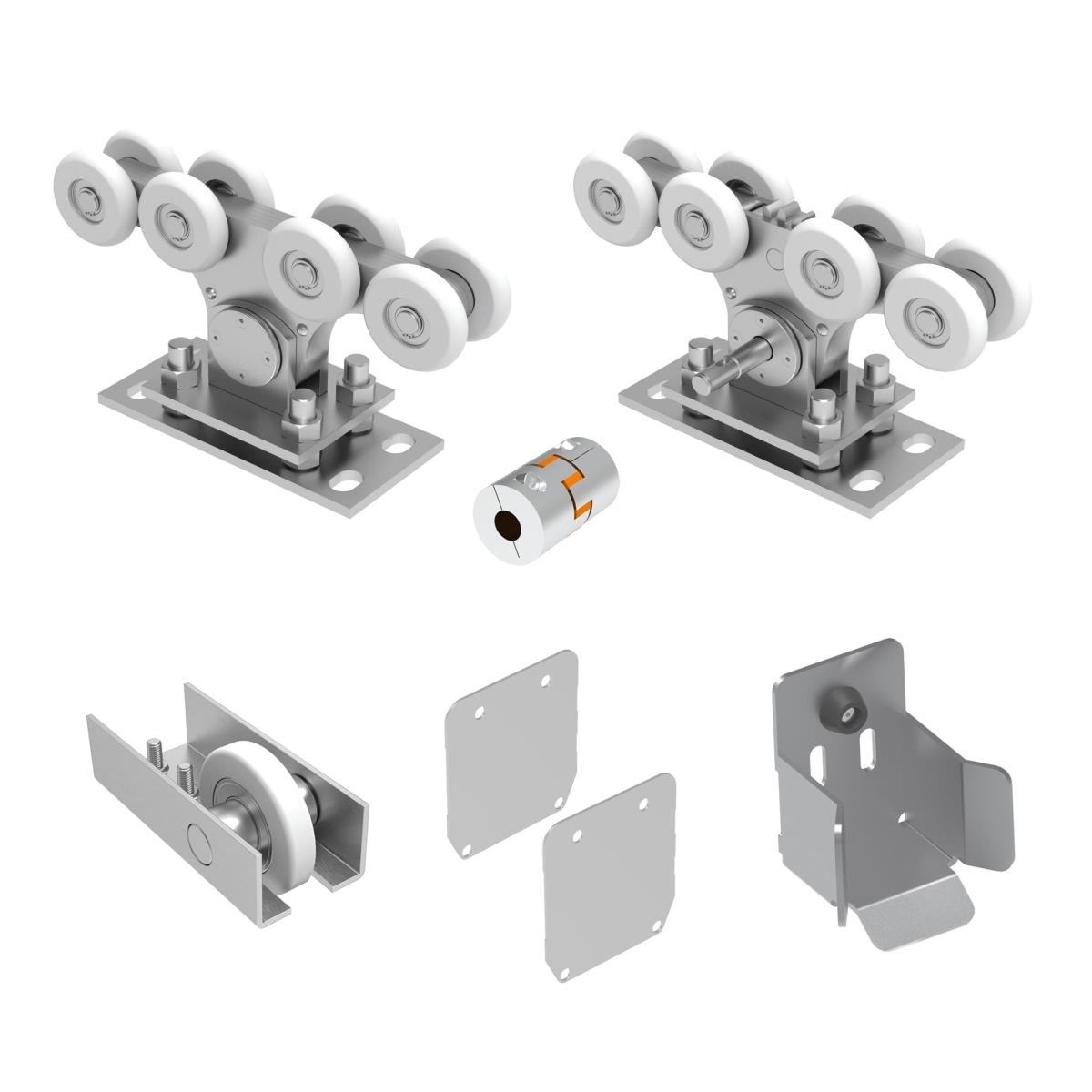 Schiebetor-Set Stahl verzinkt Edelstahl fr Aluminium-Profil 90 x 99 mm ECO-89-11SV90X99ALECO-A.4